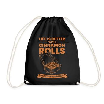Breakfast Life Is Better With Cinnamon Rolls Food - Drawstring Bag - black - Front