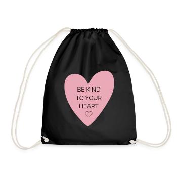 Be Kind Heart | Self-Care Design - Drawstring Bag - black - Front