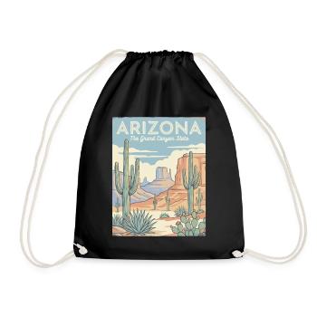 Arizona Wüsten-Retro Poster - Turnbeutel - Schwarz - Vorne