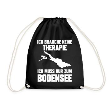 Ich brauche keine Therapie ich muss zum Bodensee - Turnbeutel - Schwarz - Vorne