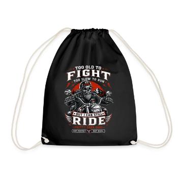 Old School Skeleton Rider - Drawstring Bag - black - Front