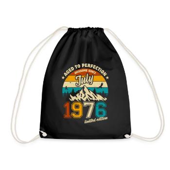 July 1976 | Aged to perfection | Birthday - Drawstring Bag - black - Front