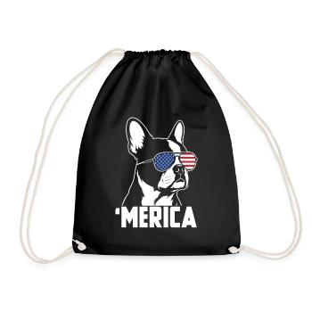 Merica USA Flagge Patriotischer Boston Terrier - Turnbeutel - Schwarz - Vorne