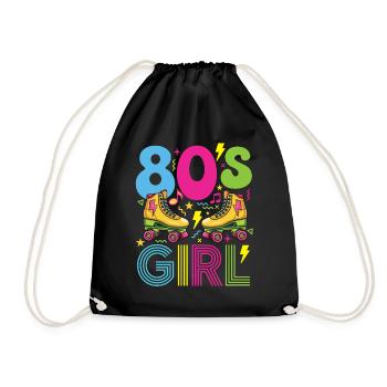 80er Mädchen Retro Nostalgische Party - Turnbeutel - Schwarz - Vorne
