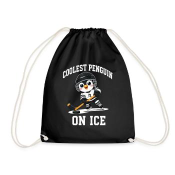 Cooler Pinguin Eishockey Spieler Cartoon - Turnbeutel - Schwarz - Vorne