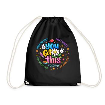 You Can Do It Review | School motivation - Drawstring Bag - black - Front