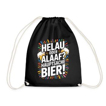 Bier Karneval Fasching Köln Helau oder Alaaf Bier - Turnbeutel - Schwarz - Vorne