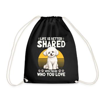 Bichon Frise Dog Breed - Drawstring Bag - black - Front