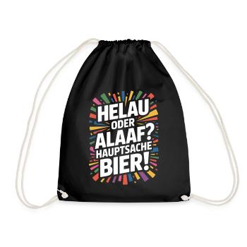 Bier Karneval Fasching Köln Helau oder Alaaf Bier - Turnbeutel - Schwarz - Vorne