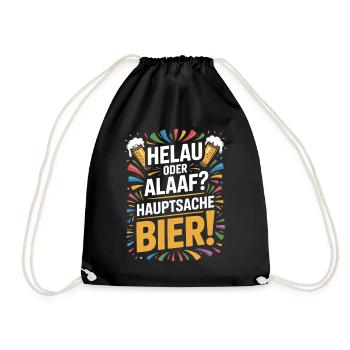 Bier Karneval Fasching Köln Helau oder Alaaf Bier - Turnbeutel - Schwarz - Vorne