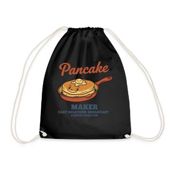 Frühstück Pfannkuchen lustiger Brunch Kaffee Speck - Turnbeutel - Schwarz - Vorne