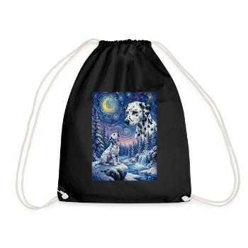 Howling to the Moon Meme Dog Dalmatian - Drawstring Bag - black - Front