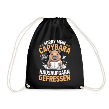 Capybara Hausaufgaben - Turnbeutel - Schwarz - Vorne