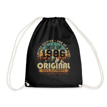 Anniversaire rétro vintage vintage original de 1986 - Sac de sport léger - noir - Devant