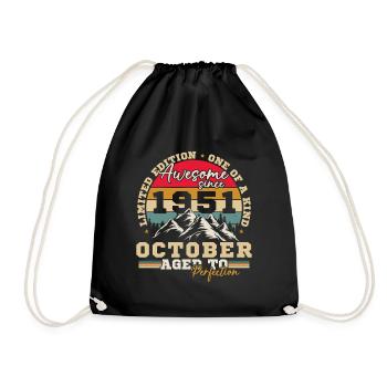Octobre 1951 Vinatge Retro Cadeau Anniversaire - Sac de sport léger - noir - Devant