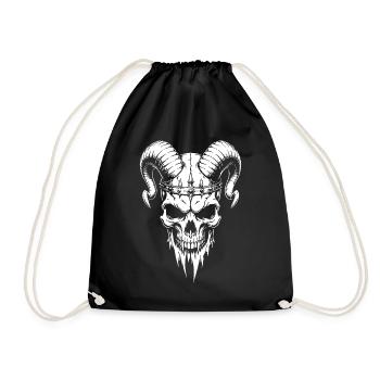 Skull with Horns Skull - Drawstring Bag - black - Front