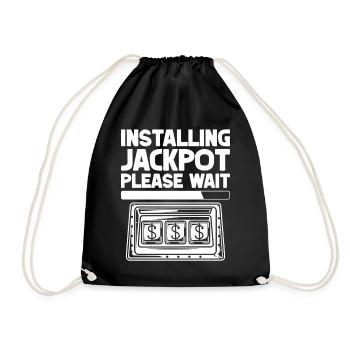 Joueur de casino installant le jackpot Veuillez patienter - Sac de sport léger - noir - Devant