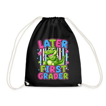 Goodbye CP Hello CE1 | Cute Crocodile - Drawstring Bag - black - Front