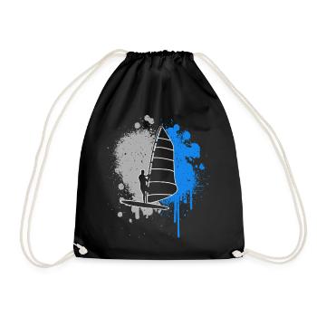 Windsurfen Windsurfer Farbklecks Jungen Windsurf - Turnbeutel - Schwarz - Vorne