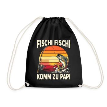 Fischi Fischi Komm zu Papi - Turnbeutel - Schwarz - Vorne