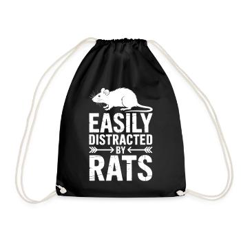 Rat Sayings Rat Funny Rat Gift - Drawstring Bag - black - Front
