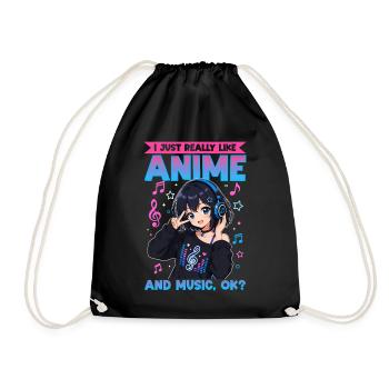 Anime et musique Chibi - Sac de sport léger - noir - Devant