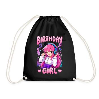 Anime and Music Chibi - Drawstring Bag - black - Front