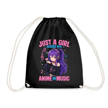 Anime et musique Chibi - Sac de sport léger - noir - Devant