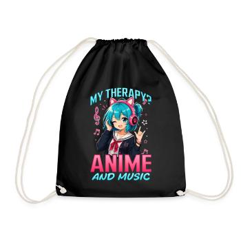 Anime et musique Chibi - Sac de sport léger - noir - Devant