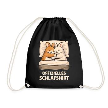 Offizielles Schlafshirt Hasen - Turnbeutel - Schwarz - Vorne