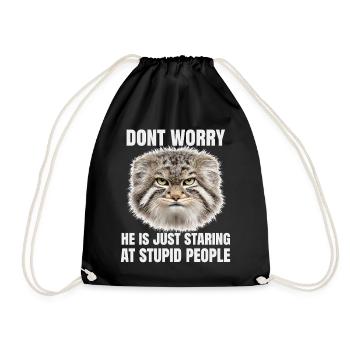 Pallas Katze Manul Cat Sarkasmus Katzen Meme Motiv - Turnbeutel - Schwarz - Vorne