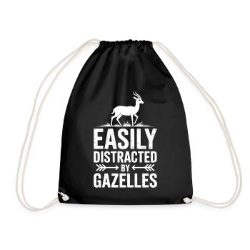 Gazelle Sayings Gazelles Funny Gazelle Gift - Drawstring Bag - black - Front