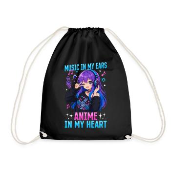 Anime et musique Chibi - Sac de sport léger - noir - Devant