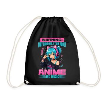Anime and Music Chibi - Drawstring Bag - black - Front