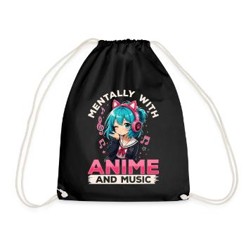 Anime et musique Chibi - Sac de sport léger - noir - Devant
