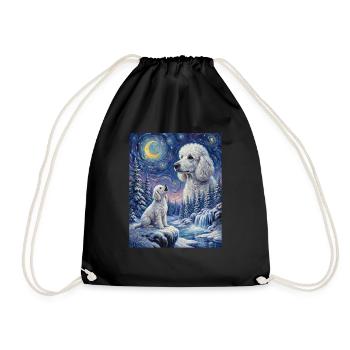 Howling to the Moon Meme Dog Poodle - Drawstring Bag - black - Front