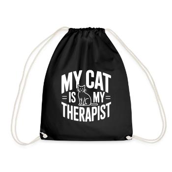My Cat Is My Therapist - Drawstring Bag - black - Front