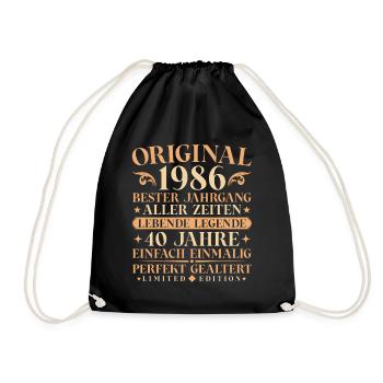 Original 1986 Jahrgang geboren 40. Geburtstag - Turnbeutel - Schwarz - Vorne