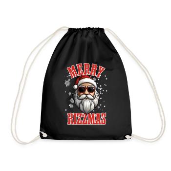 Merry Rizzmas Funny Santa Christmas Gift - Drawstring Bag - black - Front