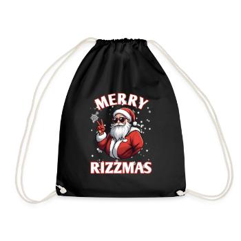 Merry Rizzmas Funny Santa Christmas Gift - Drawstring Bag - black - Front