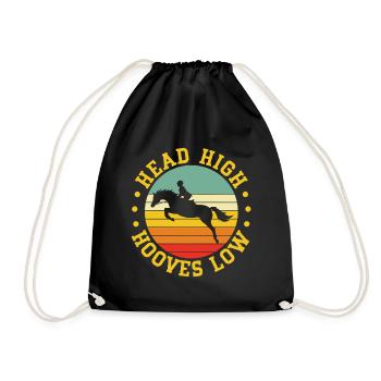 Cavalier de cheval de loisir, tête haute, sabots bas, bas - Sac de sport léger - noir - Devant