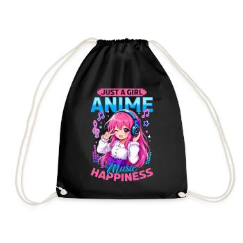Anime and Music Chibi - Drawstring Bag - black - Front
