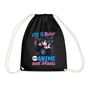 Anime et musique Chibi - Sac de sport léger - noir - Devant