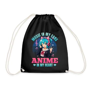 Anime et musique Chibi - Sac de sport léger - noir - Devant