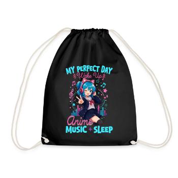 Anime and Music Chibi - Drawstring Bag - black - Front