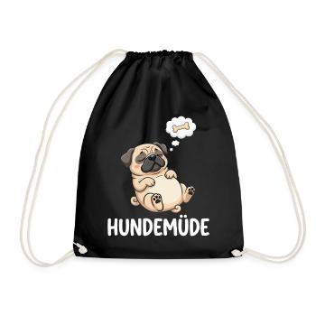 Hundemüde Traum-Pug Knochen - Turnbeutel - Schwarz - Vorne