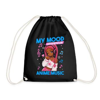 Anime and Music Chibi Black Girl - Turnbeutel - Schwarz - Vorne