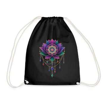 Spiritualität Heilige Geometrie Lotusblume Zen - Turnbeutel - Schwarz - Vorne