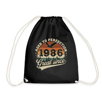 Anniversaire vintage vintage rétro 1986 - Sac de sport léger - noir - Devant
