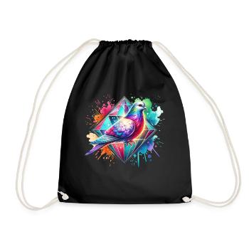 Motif de colombe diamantée - Sac de sport léger - noir - Devant